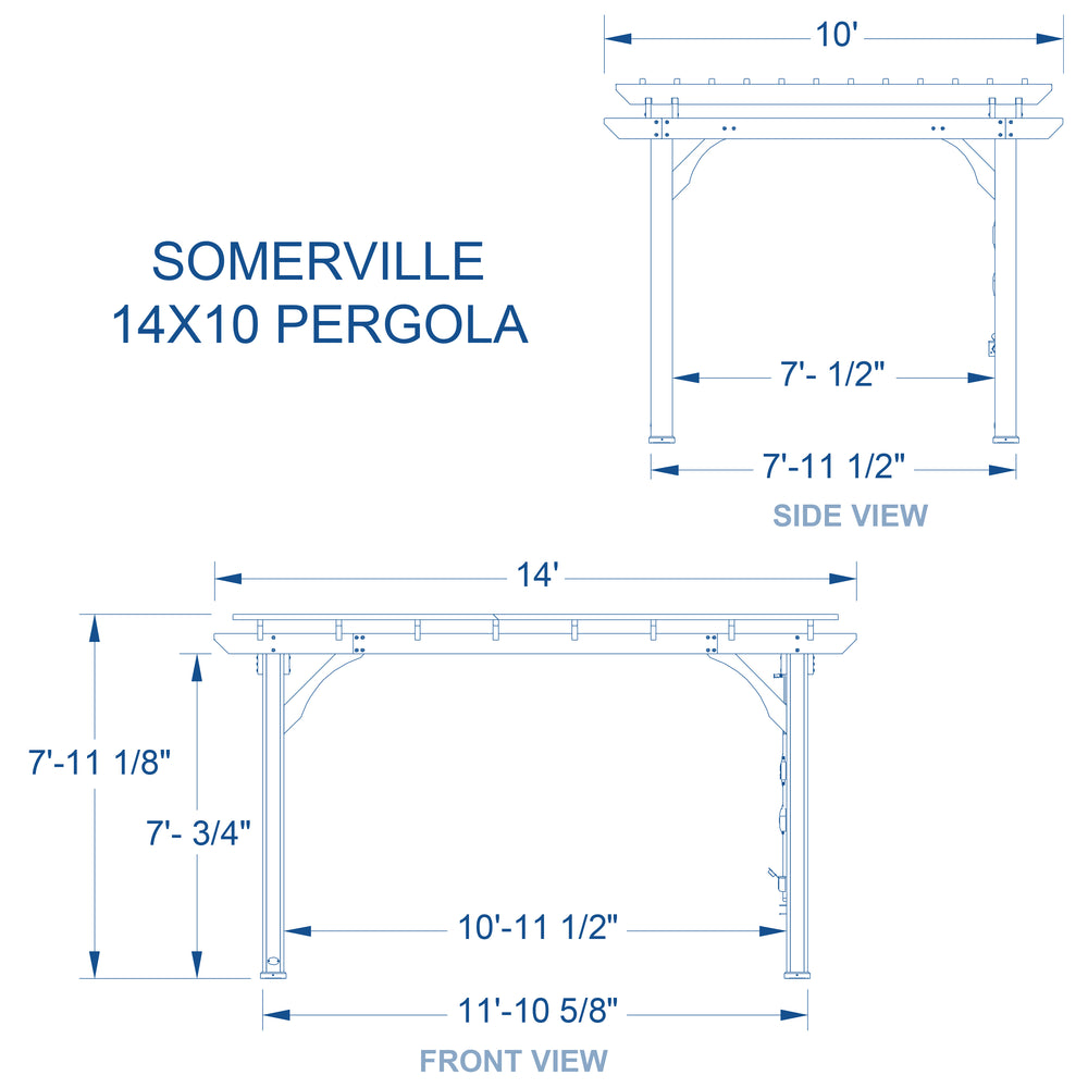14x10 Somerville Pergola Diagram