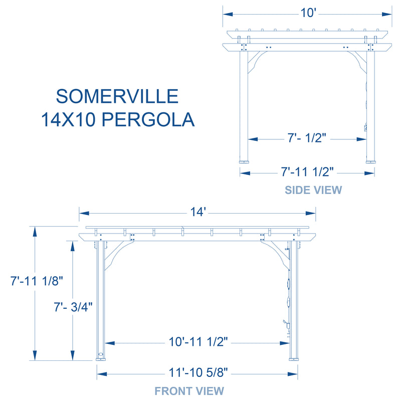 14x10 Somerville Pergola - Barnwood Stain specifications