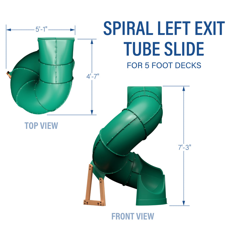 Spiral Left Exit Tube Slide for 5 Foot Decks specifications