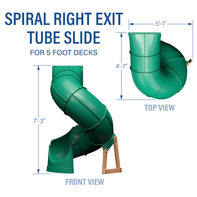 Spiral Right Exit Tube Slide for 5 Foot Decks specifications