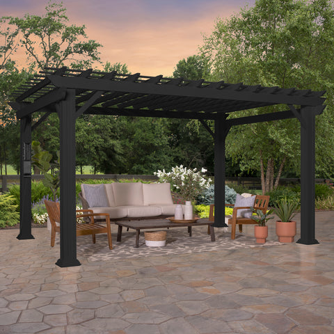 14x12 Stratford Traditional Steel Pergola With Sail Shade Soft Canopy