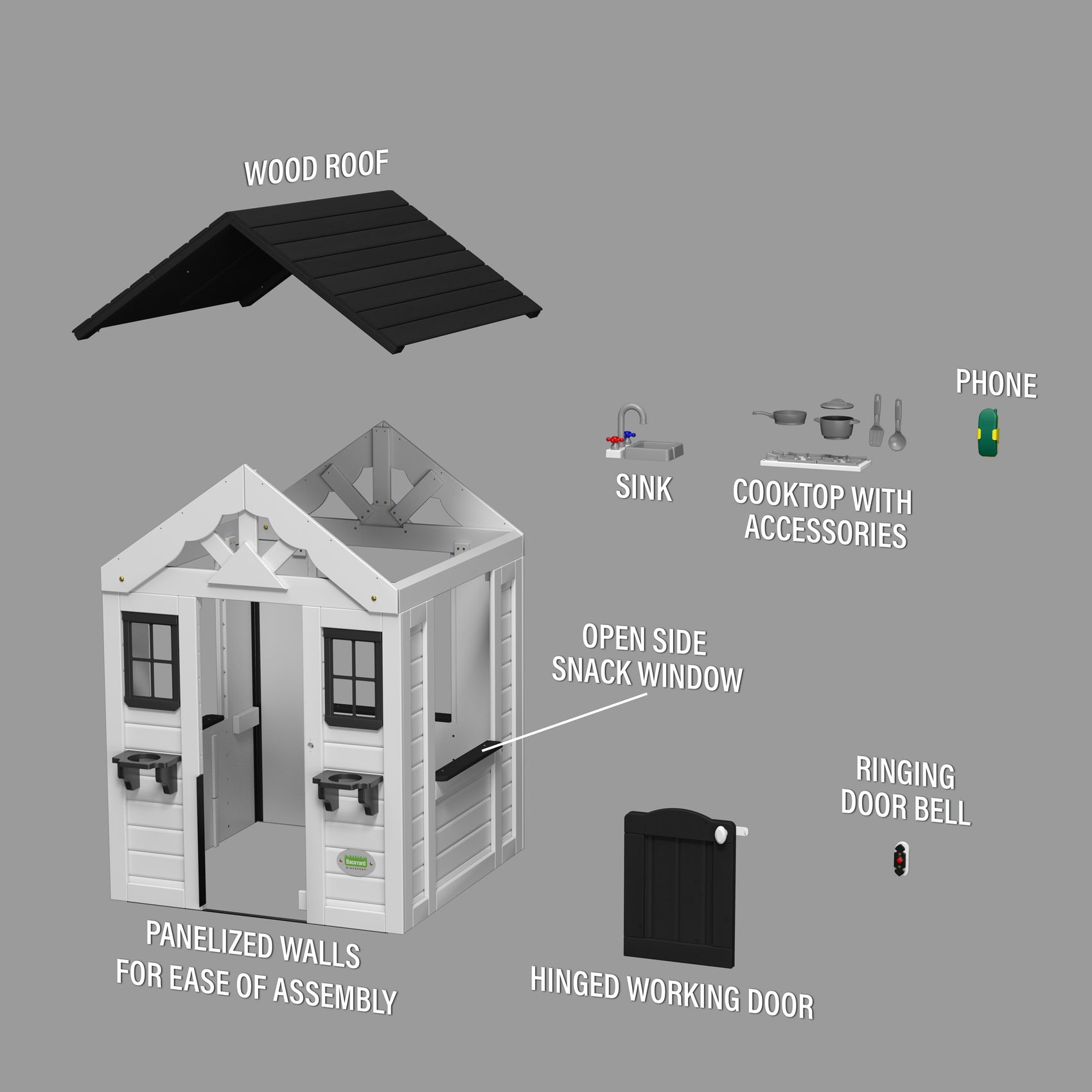 Sweetwater Playhouse in White Exploded View