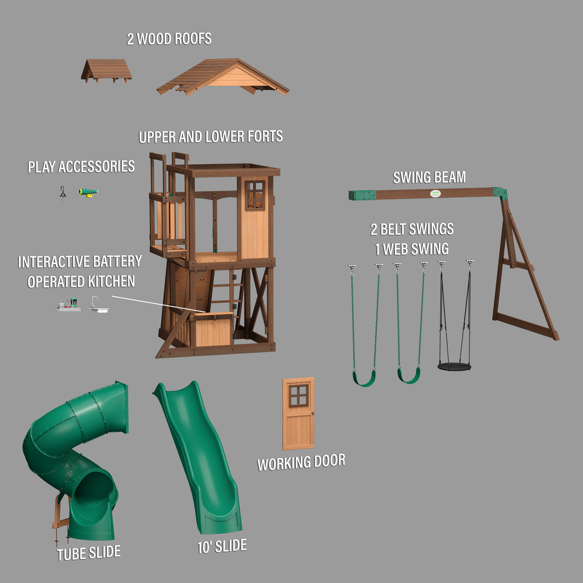 Falls Outdoor Wooden Swing Set Backyard Discovery