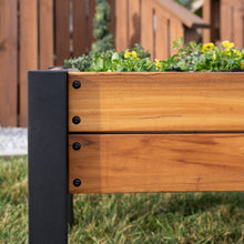 Load image into Gallery viewer, Raised Teak Planter close up

