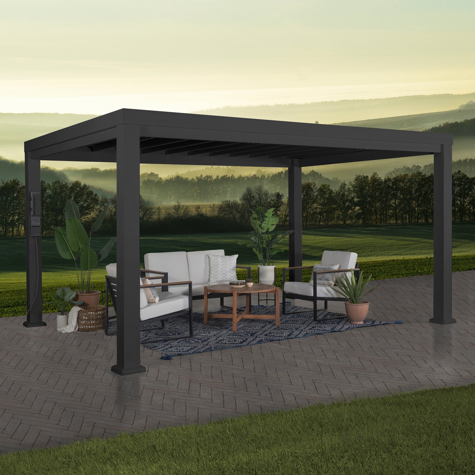 Load image into Gallery viewer, 14x12 Trenton Modern Steel Pergola With Sail Shade Soft Canopy
