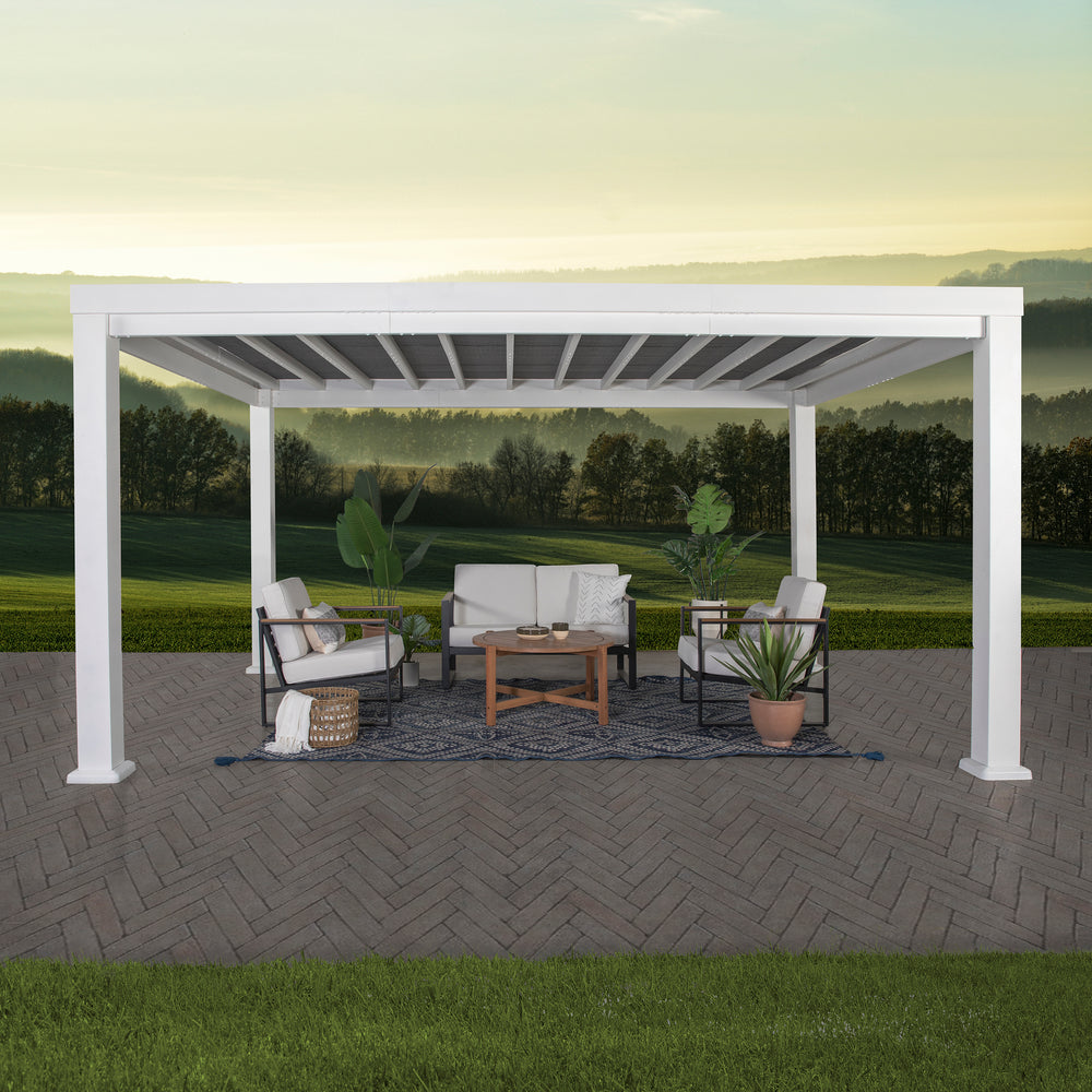 14x12 Windham Modern Steel Pergola With Sail Shade Soft Canopy