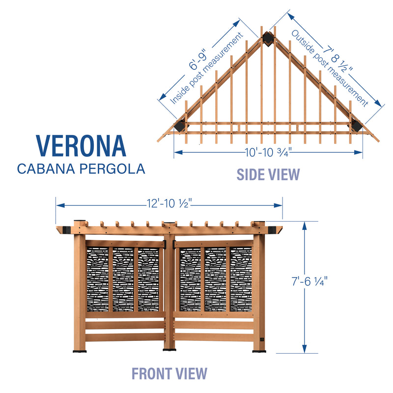 Verona Cabana Pergola-Bamboo Panels specifications